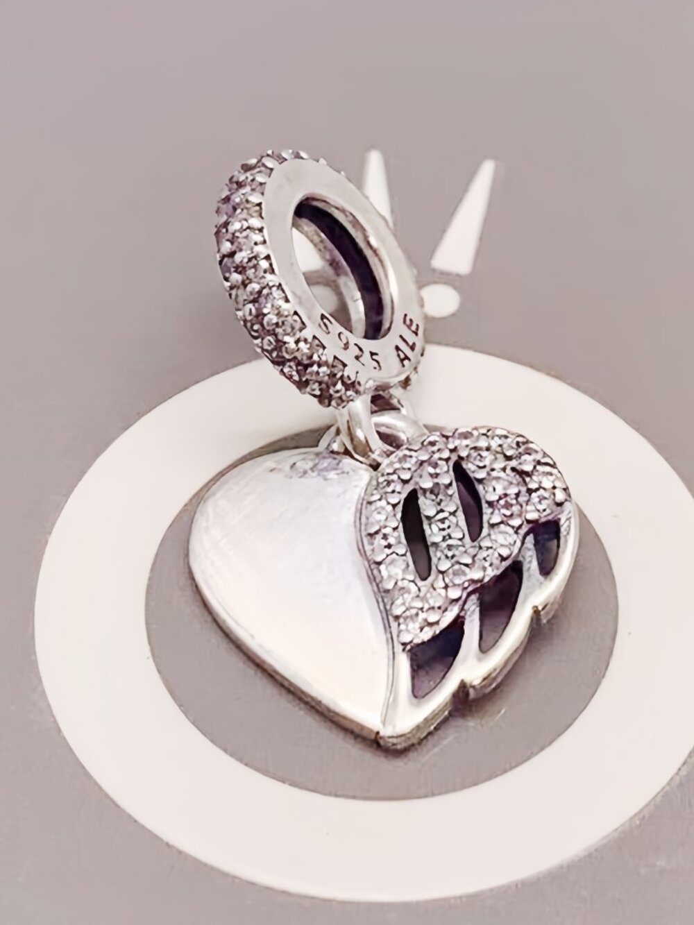 Pandora Heart & Angel Dangle Charm, Pandora Charm Sterling Silver Charm